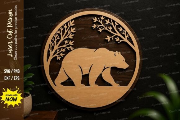 Bear Forest Ornament Laser Cut SVG