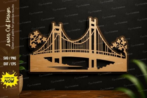 Bridge Landscape Laser Cut SVG Design: Precision Craft Files