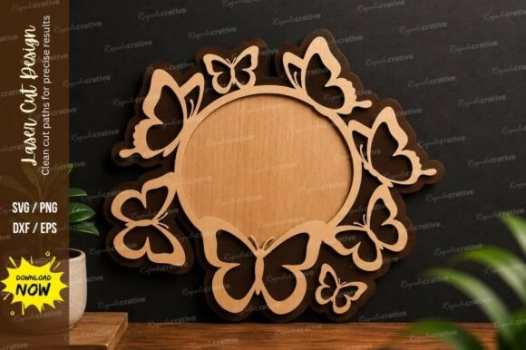 Butterfly Flower Garden Laser Cut Svg: Elegant Nature Design