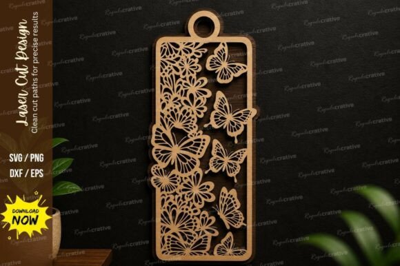 Butterfly Garden Bookmark SVG Laser Cut: Elegant Designs