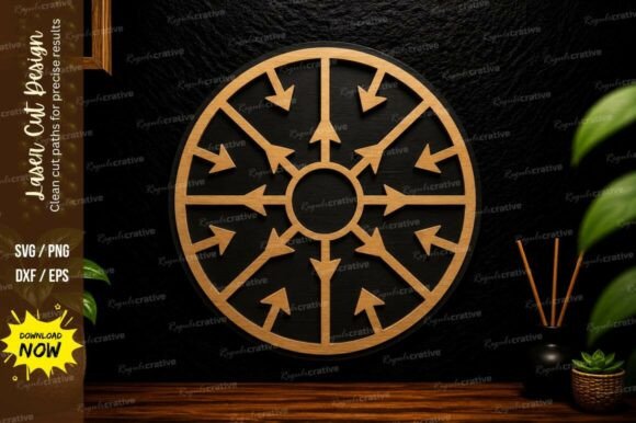 Compass Arrow Circle Laser Cut Svg Desig