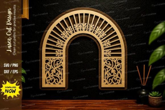 Create Stunning Displays with Sunburst Arch Frame SVG Design