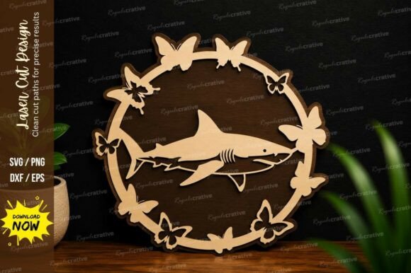 Create Unique Crafts with Shark Circle Frame Laser Cut SVG