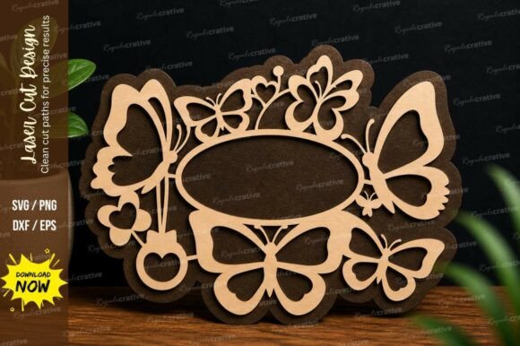 Elegant Butterfly Name Frames for Laser Cutting
