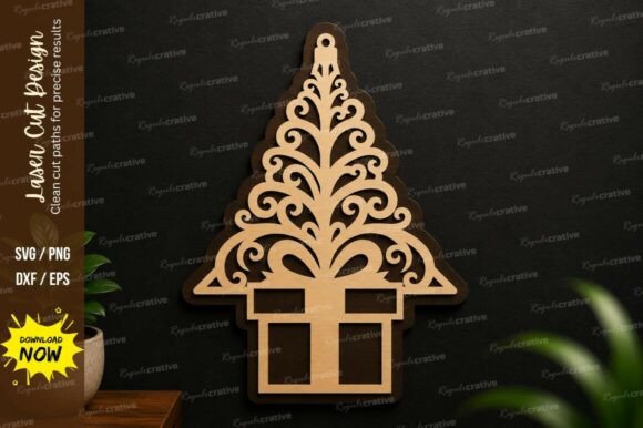 Elegant Christmas Tree Gift Laser Cut SVG Design