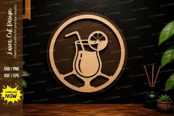 Elegant Cocktail Glass Ornament SVG Designs