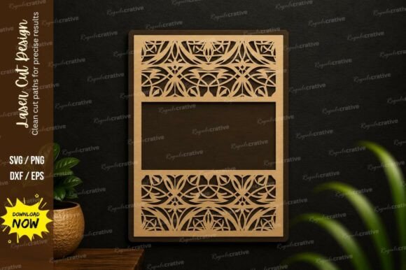 Elegant Floral Panel Frame Laser Cut SVG Design