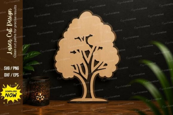 Elegant Tree Silhouette Designs for Laser Cutting
