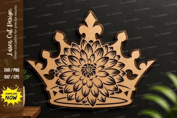 Floral Crown Mandala Laser Cut Svg File