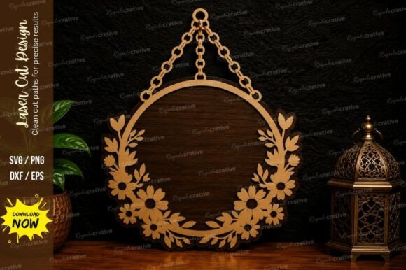 Floral Hanging Frame Laser Cut SVG for Elegant Crafts
