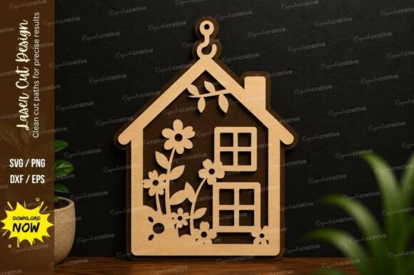 Floral House SVG | Cozy Home Laser Cut Designs