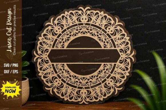 Floral Mandala Round Frame Laser Cut: Premium Design File Set