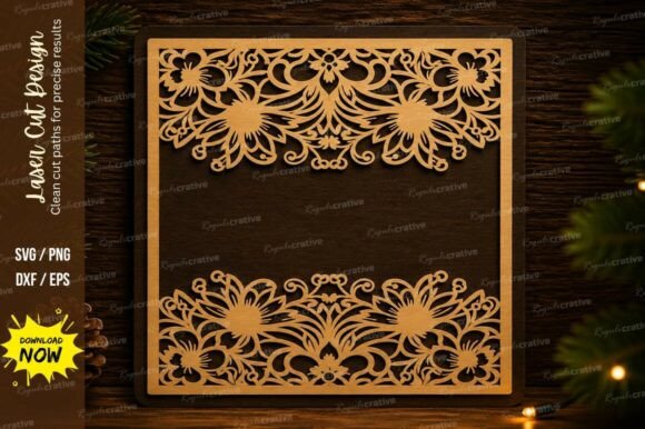 Floral Square Frame Laser Cut Svg Design