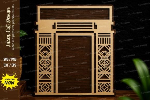 Geometric Door Frame Laser Cut SVG Design: Precision Craft