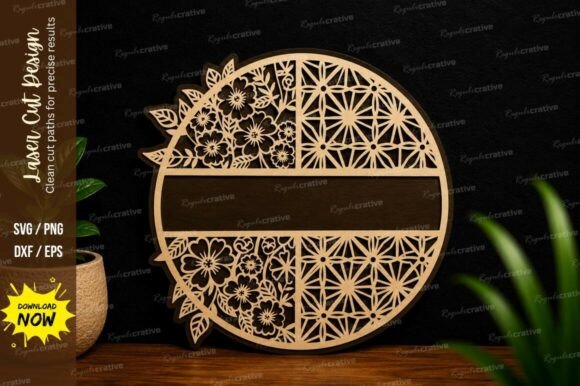 Geometric Floral Circle Laser Cut SVG: A Design Asset