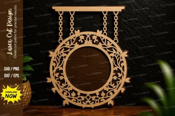 Hanging Circular Frame Laser Cut SVG