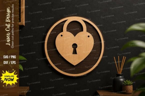 Heart Lock Laser Cut Wall Art