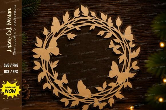 Laurel Wreath Circle SVG: Precision Laser Cut Design