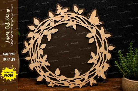 Leaf Circle Wreath Laser Cut SVG File: A Design Essential