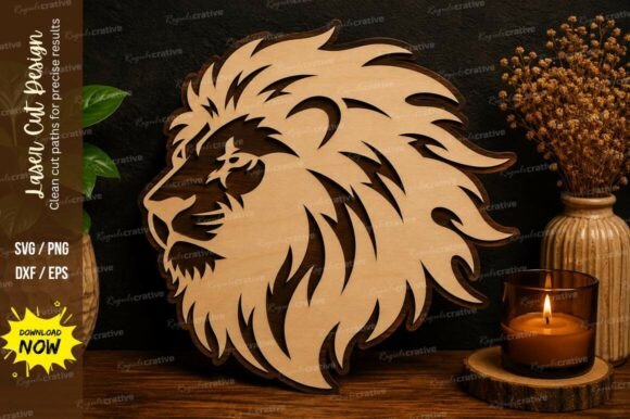 Lion Silhouette Wall Art SVG Laser Cut