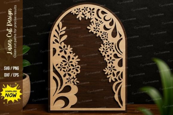 Moon Floral Arch Laser Cut SVG Desig