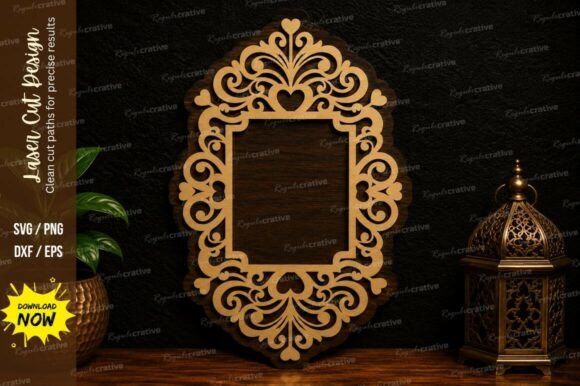 Ornamental Vintage Frame Laser Cut SVG: A Timeless Design Asset
