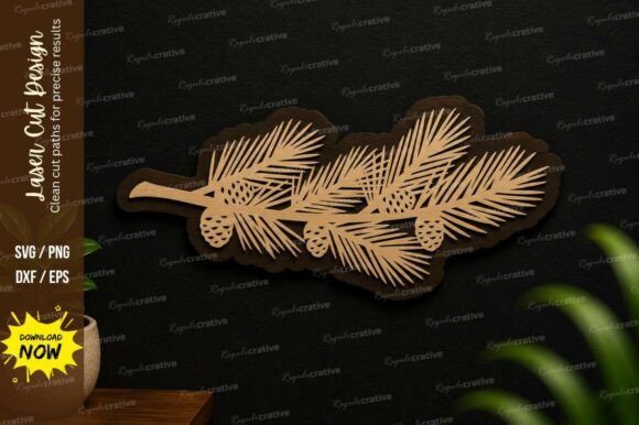 Pine Branch Ornament Laser Cut SVG File