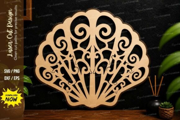 Seashell Fan Laser Cut Wall Art Decor