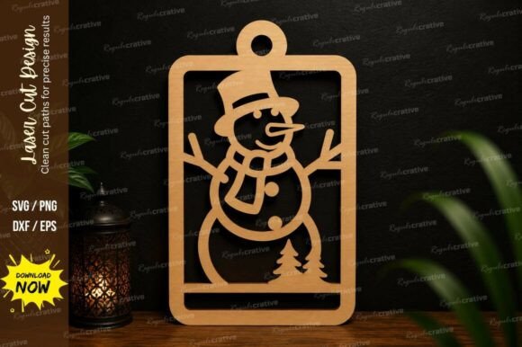Snowman Frame Ornament Laser Cut SVG