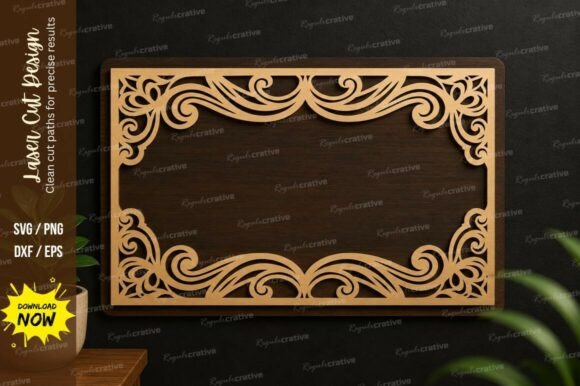 Vintage Swirl Frame Laser Cut SVG Design