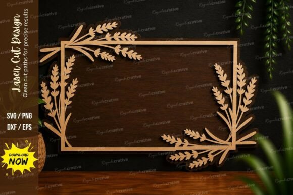 Wheat Border Frame SVG Laser Cut Svg Des